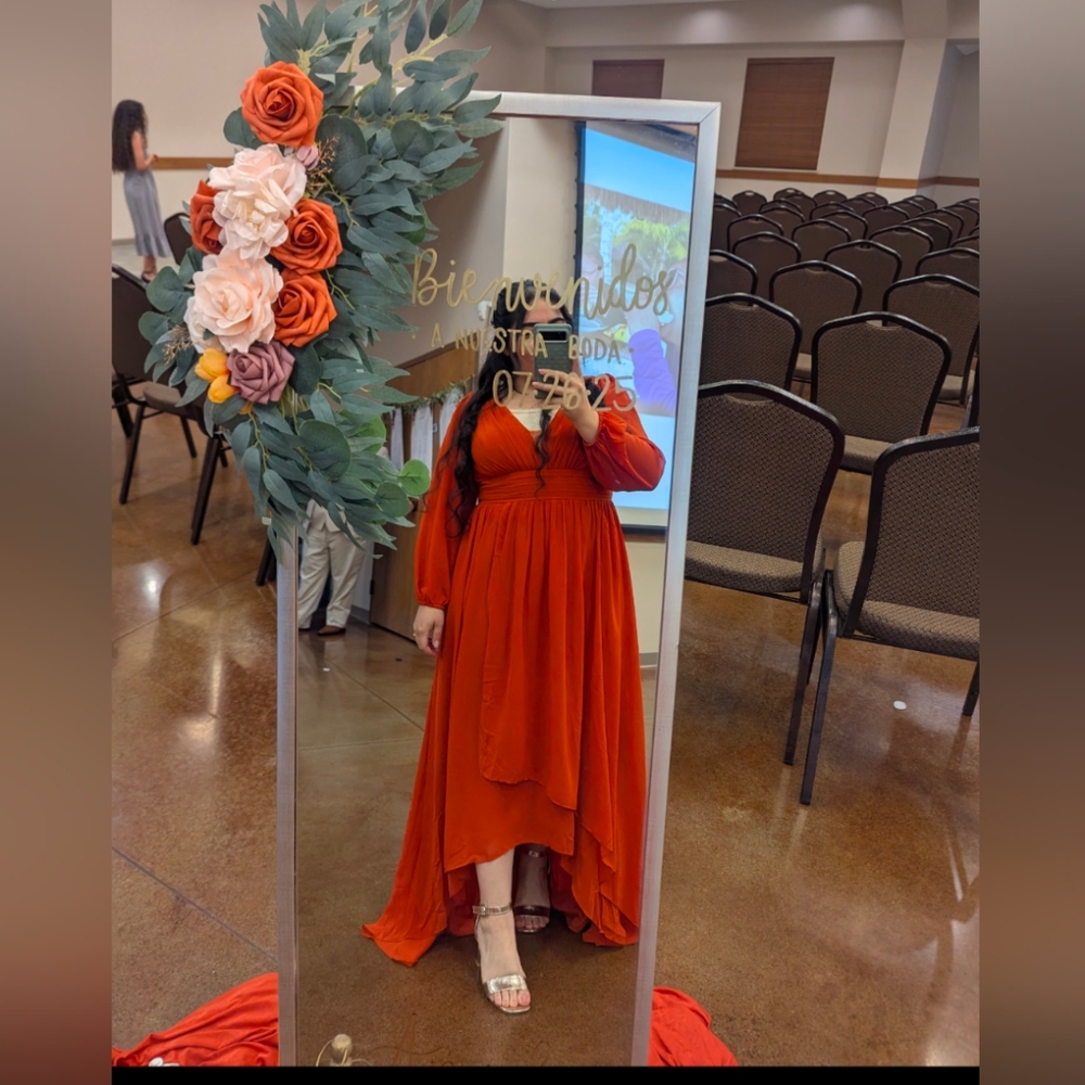 Elegant Burnt Orange Hi Low Dress